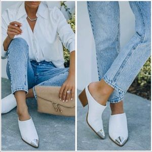 Vici White Croc Mules